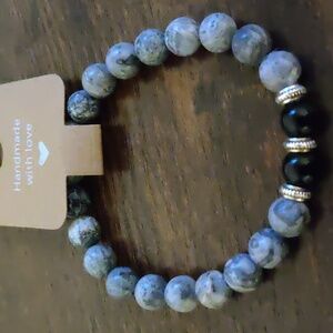 Map Gray Jasper and Black Obsidian Bracelet
